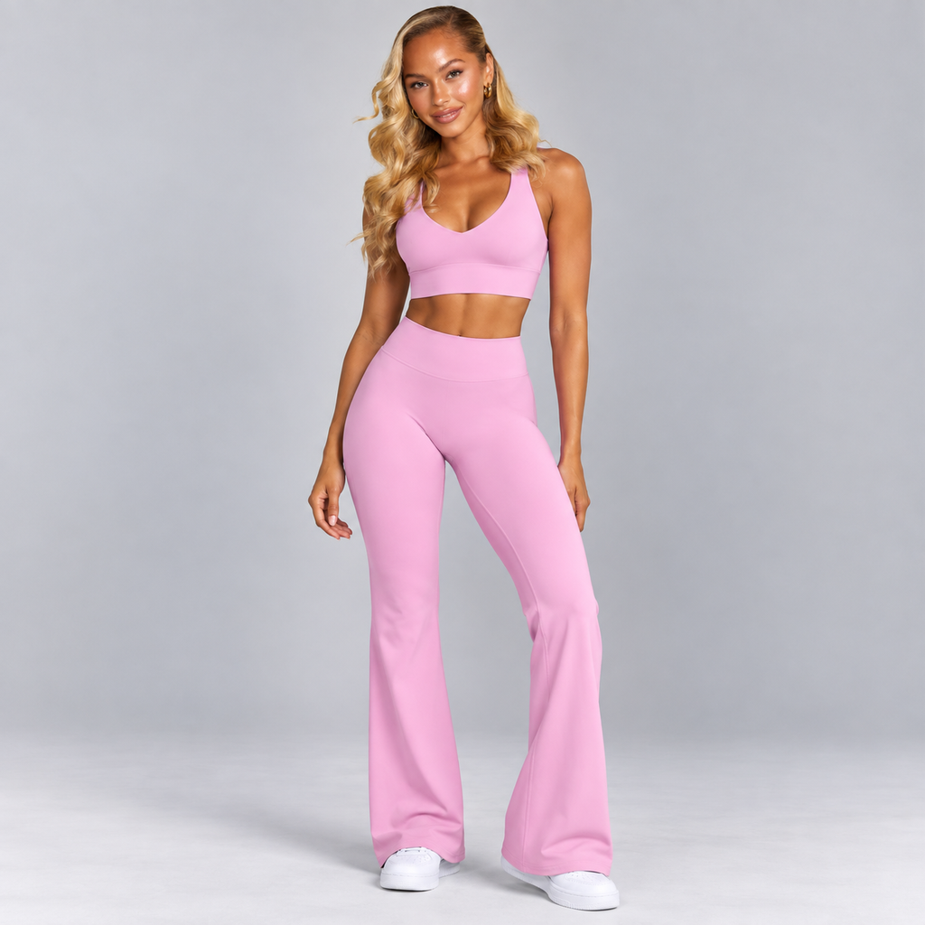 High-Waisted Flare Pants -Navy