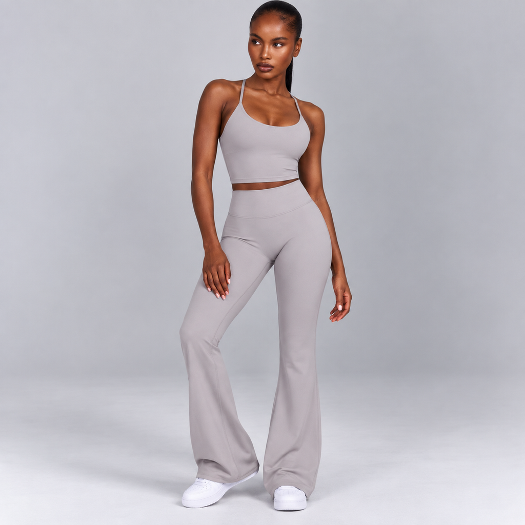 High-Waisted Flare Pants -Navy